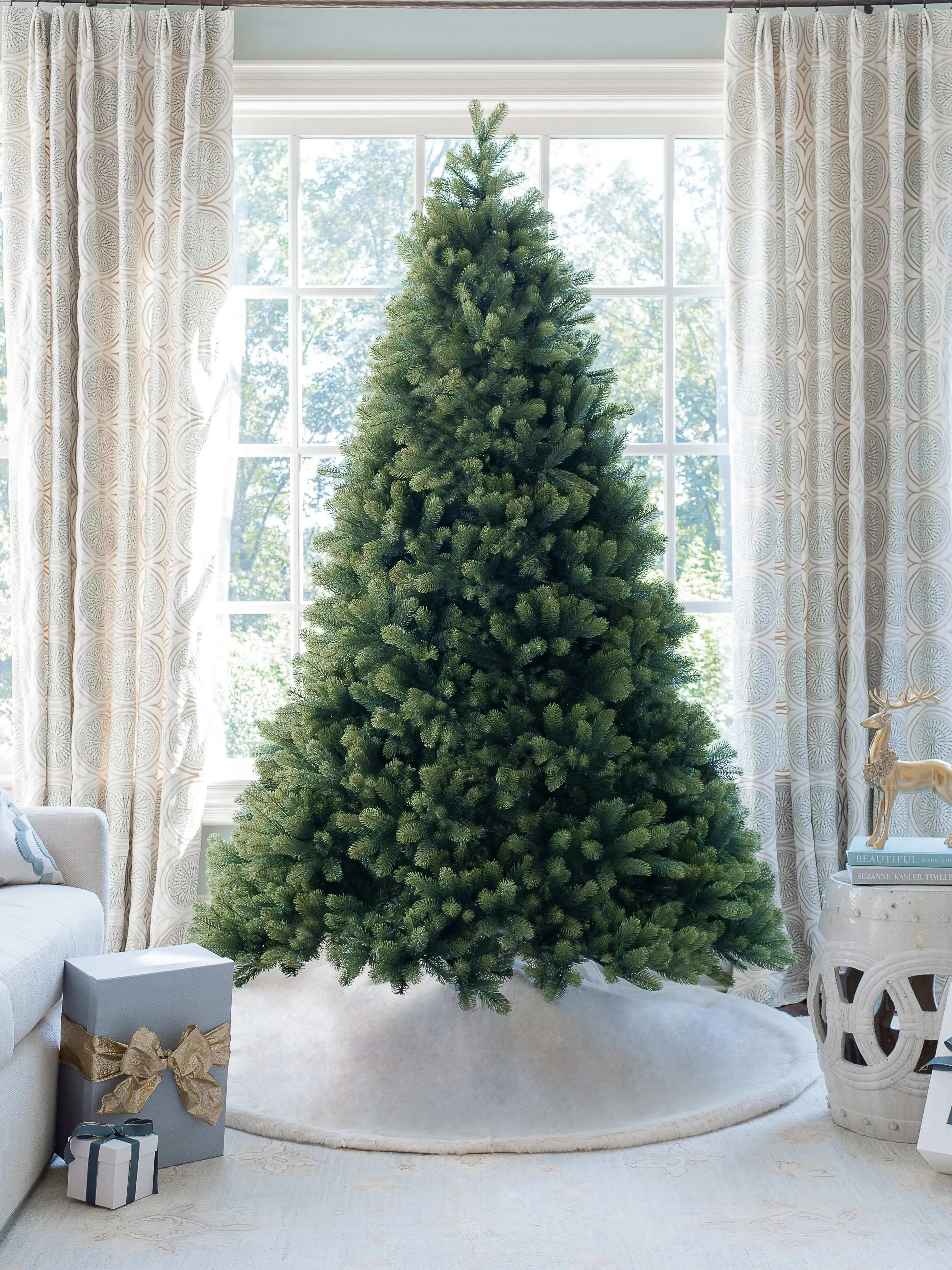 10' Royal Fir Artificial Christmas Tree with 1600 Warm White & Multi-Color LED Lights