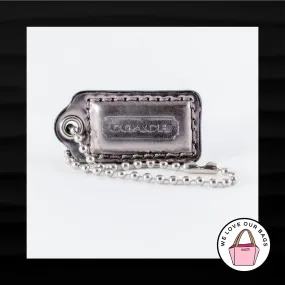 1.5" Small COACH SILVER MIRRORED LEATHER KEYFOB CHARM KEYCHAIN HANG TAG WRISTLET