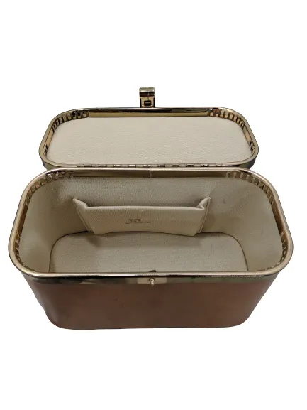 1960s Leather Box Purse with Lucite Handle