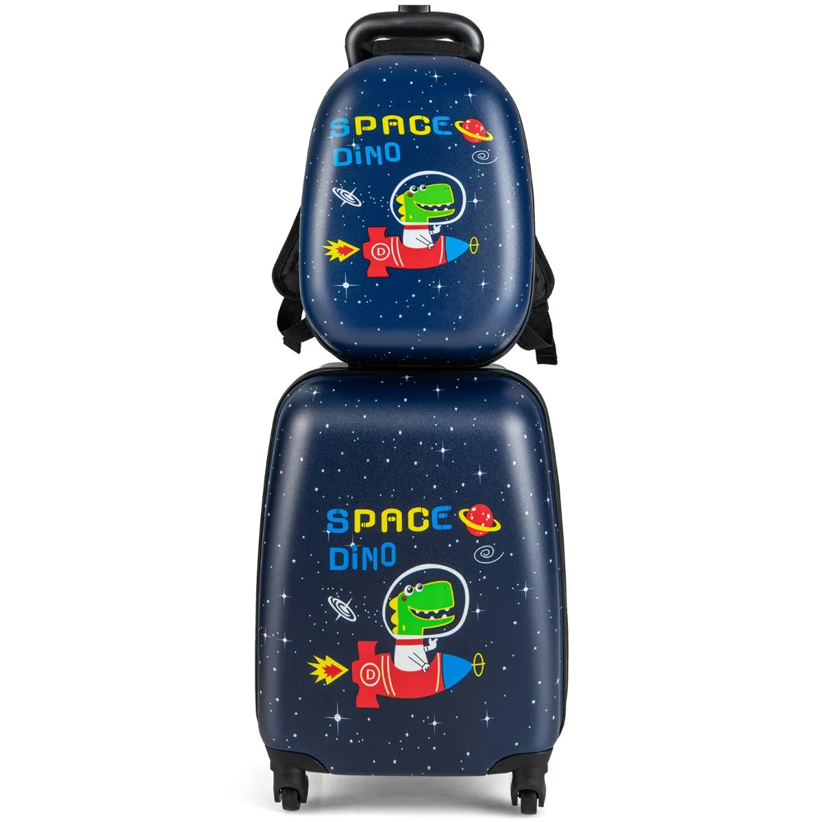 2 Pieces Kids Luggage Set with Wheels and Height Adjustable Handle