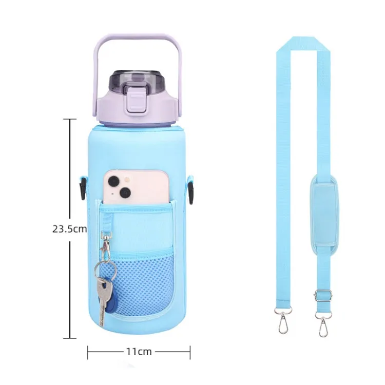 2L Diving Material Water Bottle Cover Case with Strap(Pink Metal Buckle)