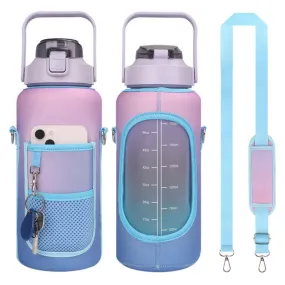 2L Gradient Color Water Bottle Cover Case Sleeve with Strap(Gradient Purple)