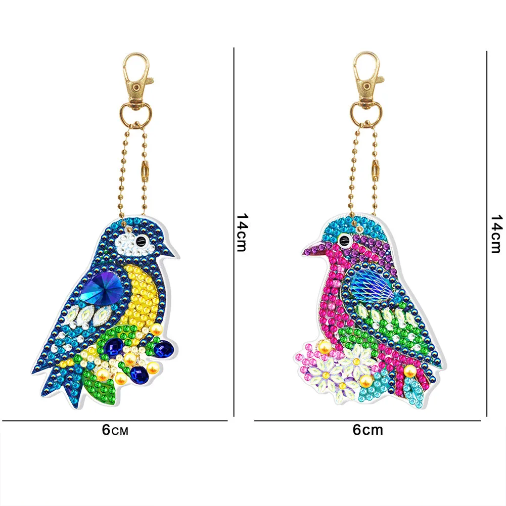 2pcs DIY Full Special Shape Diamond Painting Keychain Bag Pendant Decor Kit