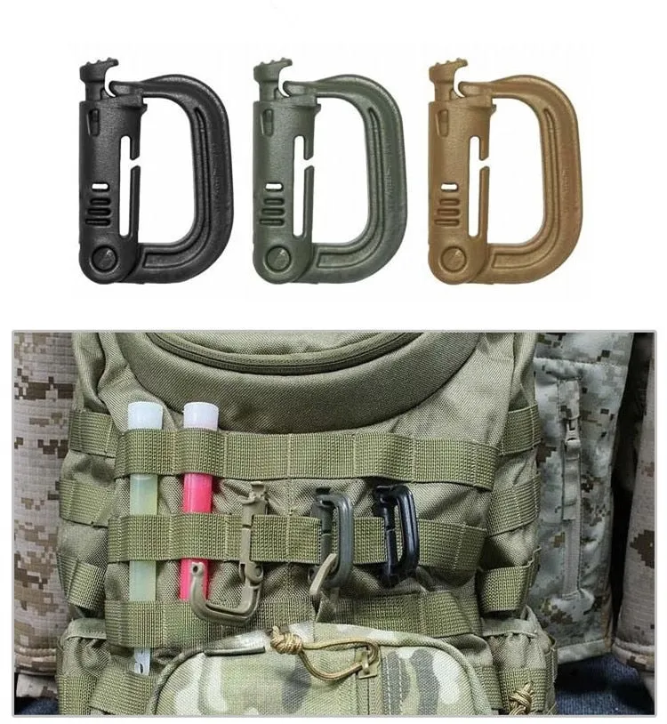 2/pcs Molle Tactical Backpack Shackle Carabiner