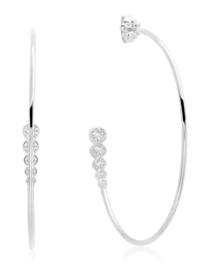 3 Stone Bezel Set Hoop Earrings