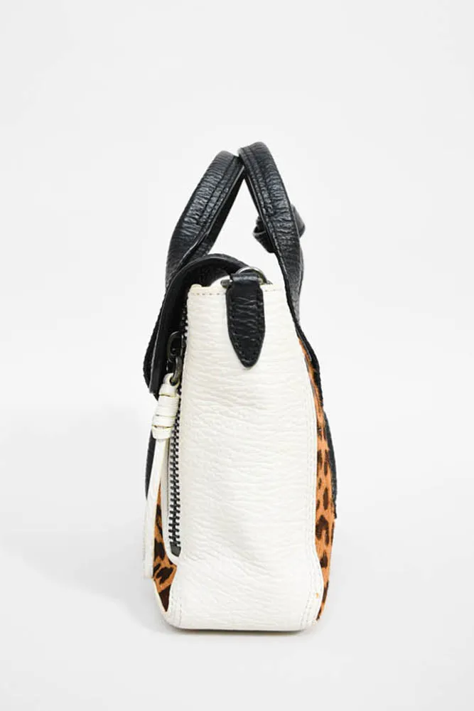 3.1 Phillip Lim White/Black Leather Pashli With Pony Hair