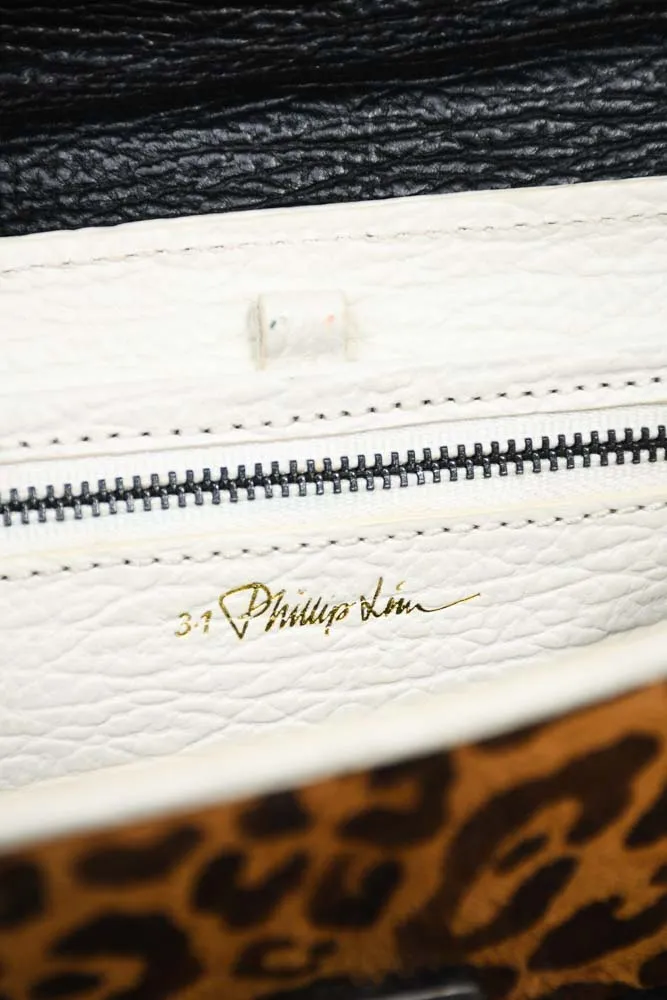 3.1 Phillip Lim White/Black Leather Pashli With Pony Hair