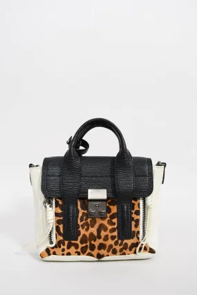 3.1 Phillip Lim White/Black Leather Pashli With Pony Hair