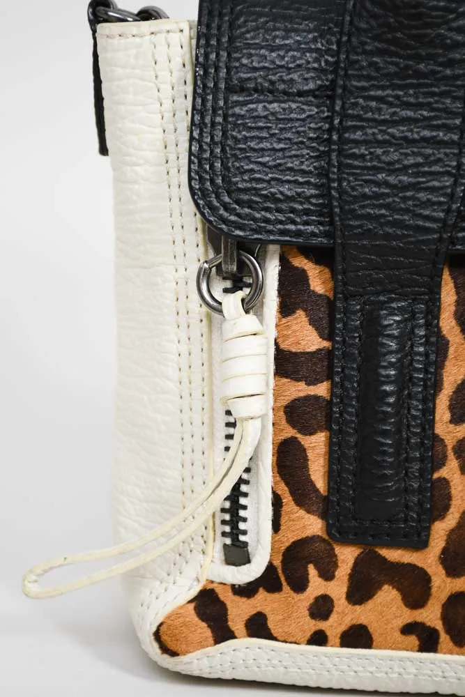 3.1 Phillip Lim White/Black Leather Pashli With Pony Hair