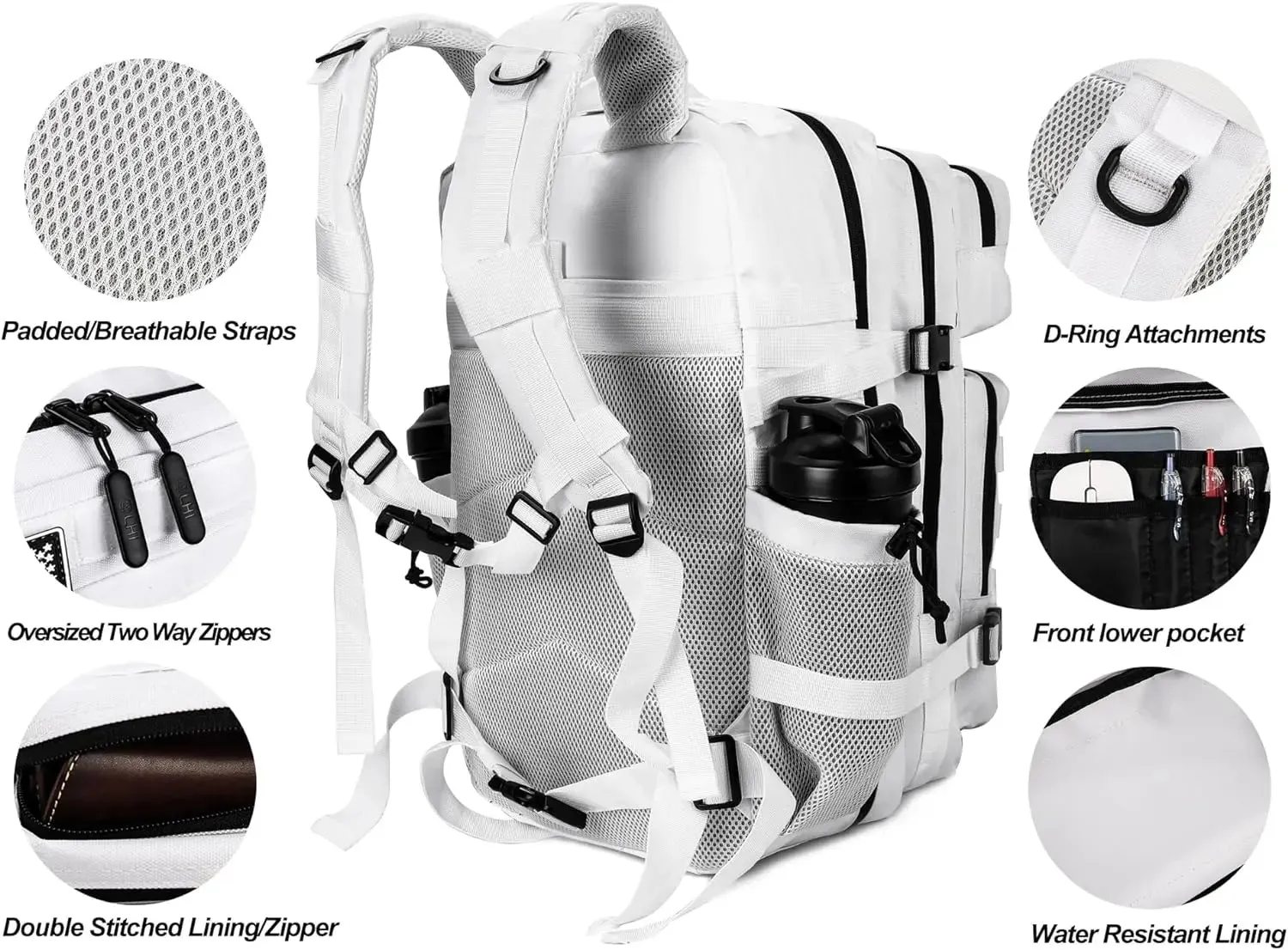 45L 3P Military Molle "Stormtrooper White" Tactical Backpack