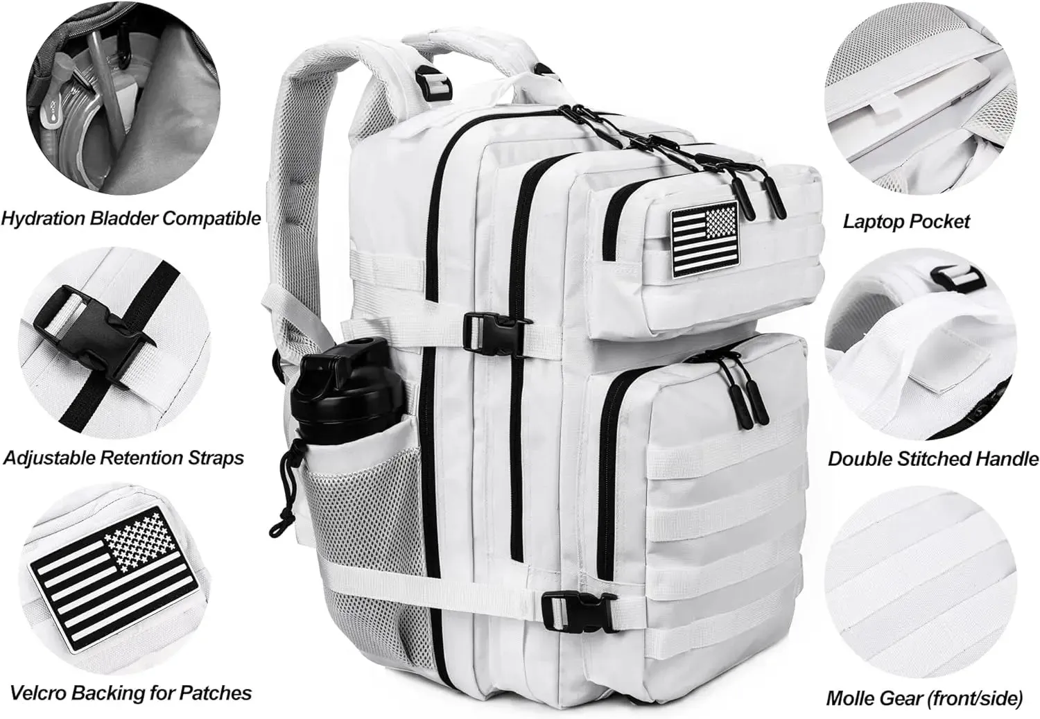 45L 3P Military Molle "Stormtrooper White" Tactical Backpack