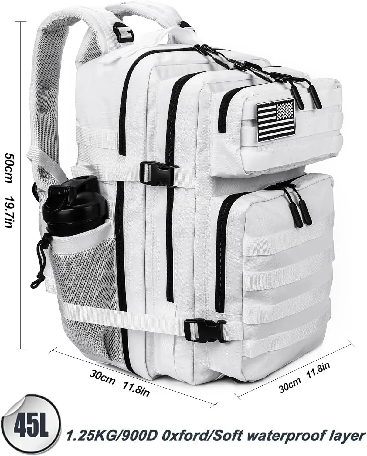 45L 3P Military Molle "Stormtrooper White" Tactical Backpack