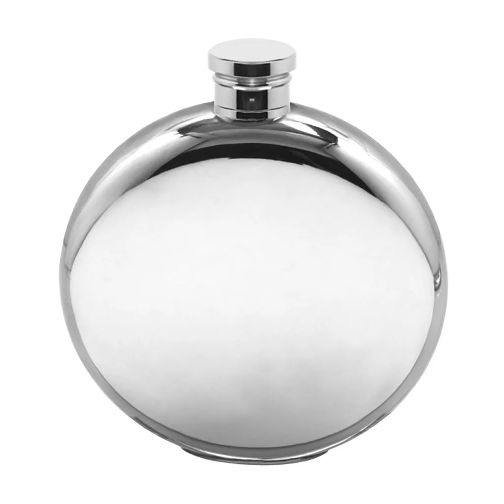 6oz Round Plain Pewter Hip Flask