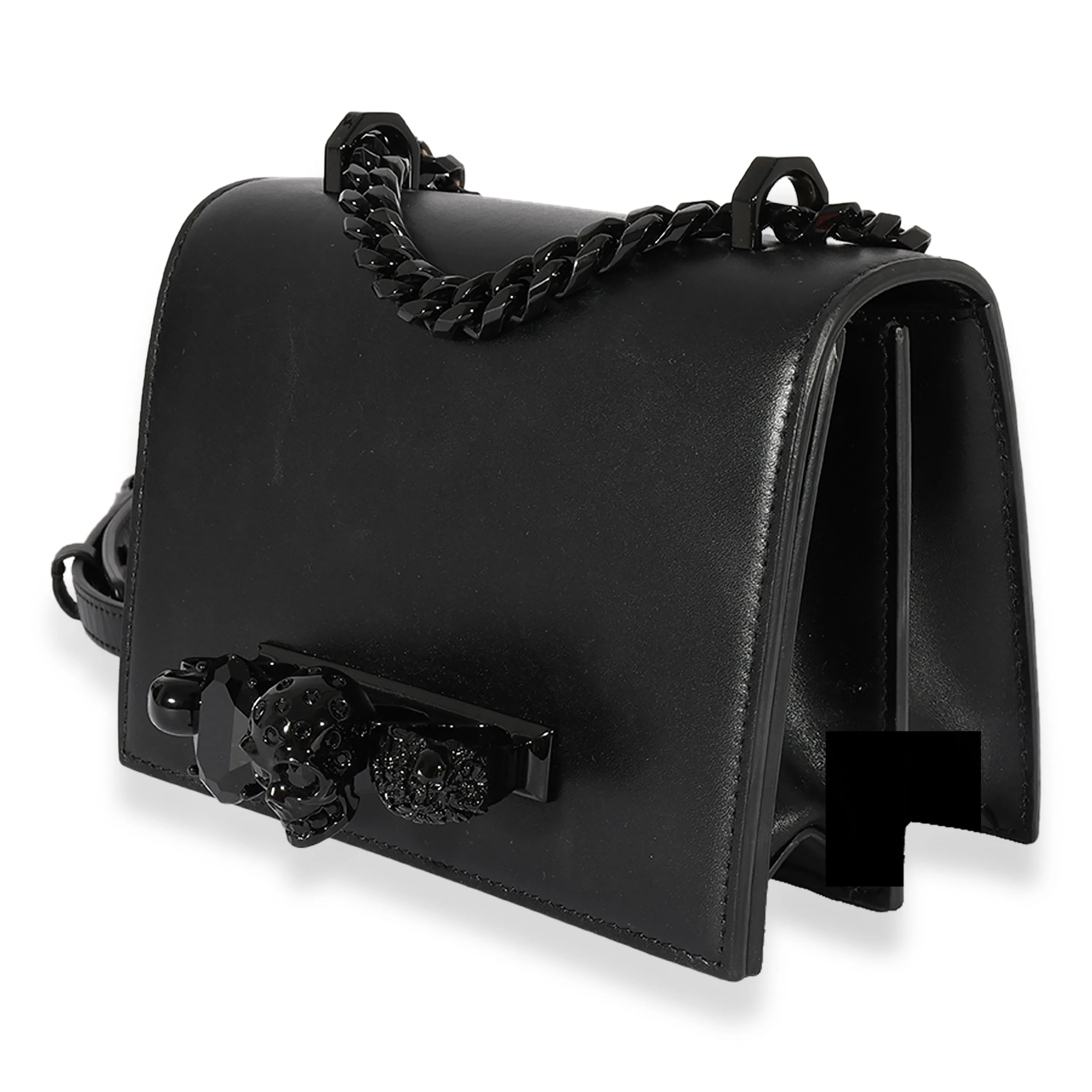 Alexander Mcqueen Black Leather Knuckle Flap Chain Bag