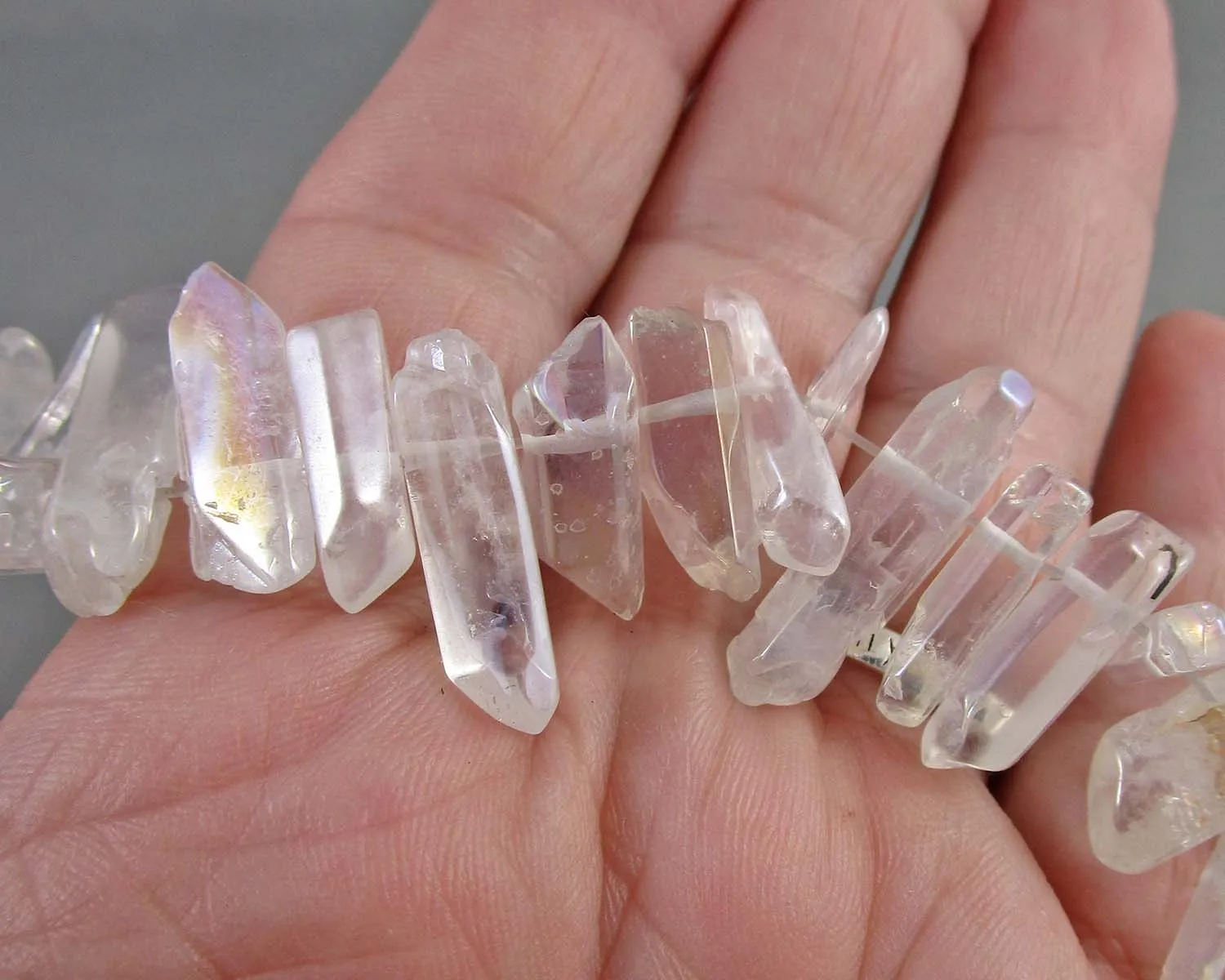 Angel Aura Quartz Points (Drilled) White (C157)