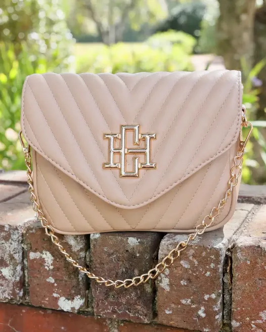 Angela Quilted Crossbody Purse Tan