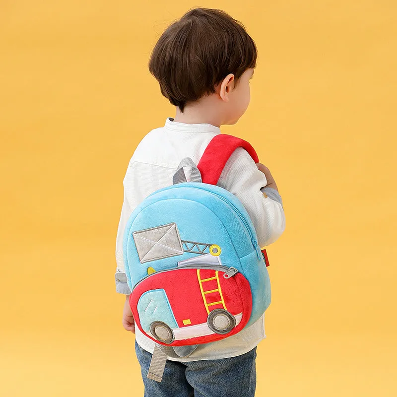 Anykidz 3D Blue Ladder Car Backpack Cute Vehicle With Cartoon Designs Children Toddler Plush Bag