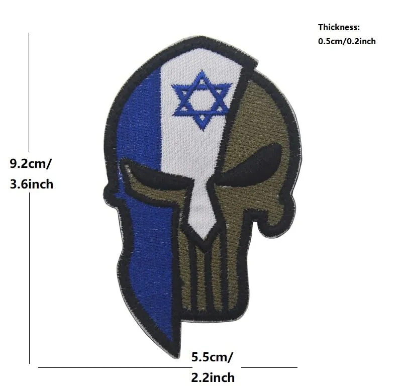 Aspcsmomt Israel Flag Skull Patches,Embroidered Tactical Morale Israeli Patch Hook and Loop Fastener Sew on Backpack Jacket Cap Uniform Coat Hat (Israel Punisher)