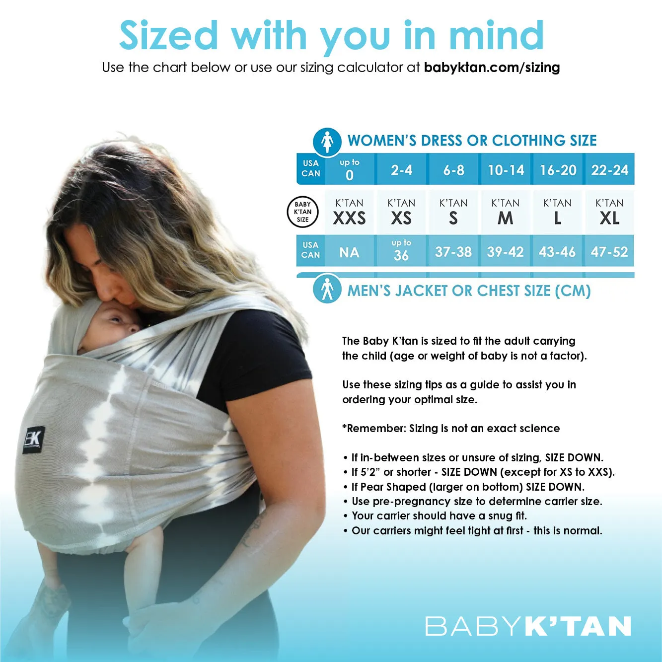 Baby K'tan Active Oasis Baby Carrier - Blue/Turquoise - XL