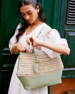 Bazaar Tote : With Handwoven Raffia - Limited Edition