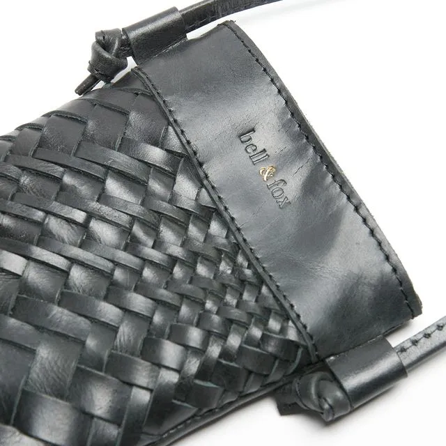 Bell & Fox Kasi Mini Hand Woven Crossbody Bag in Black Leather