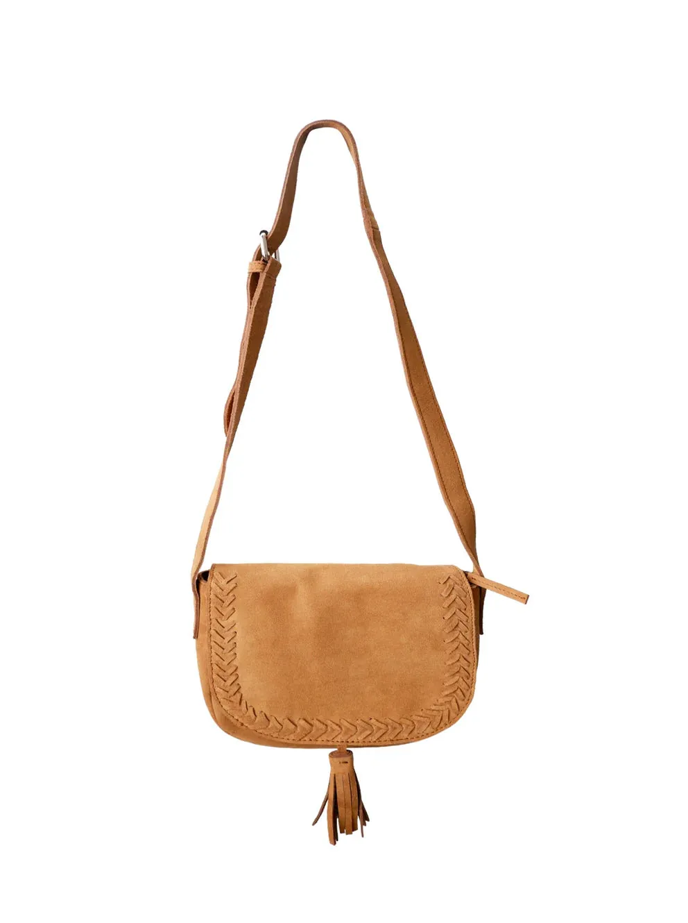 Black Colour Bcedith Suede Crossover Bag Camel