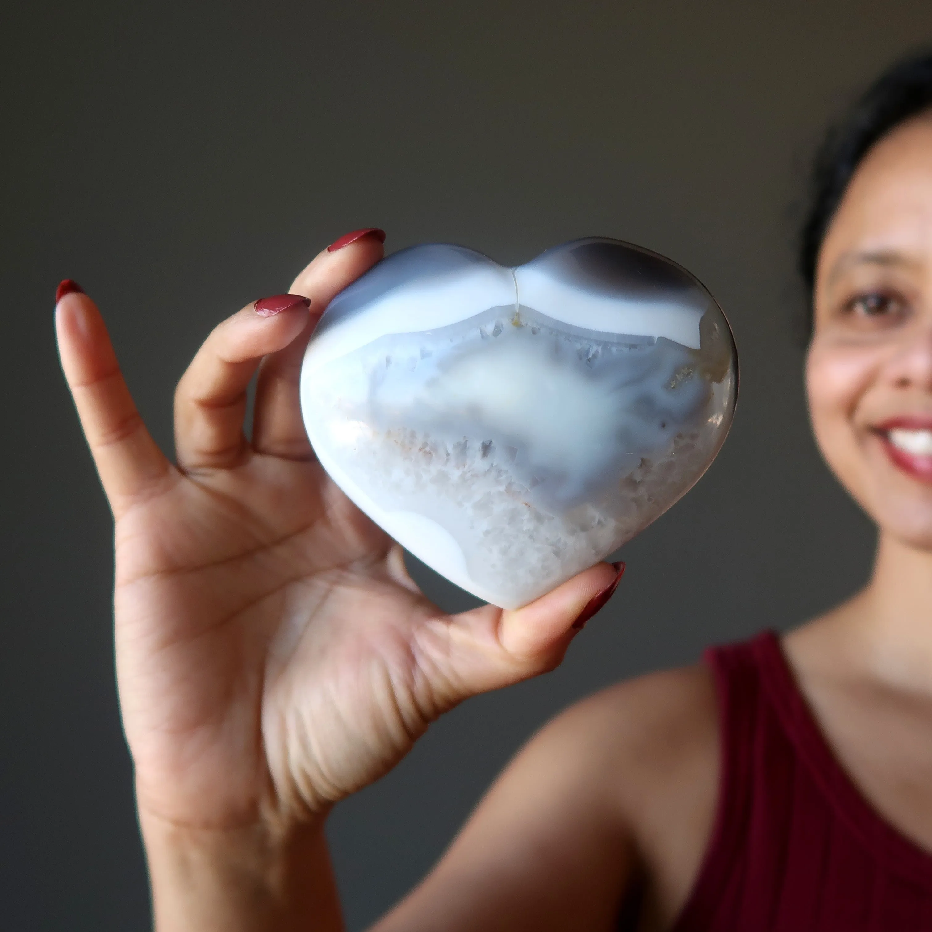 Blue Lace Agate Heart Matching Waves and Vibes Love Crystal