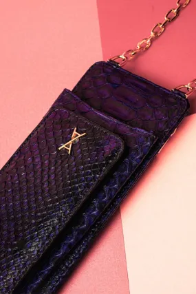 Blue Python Leather Phone Bag