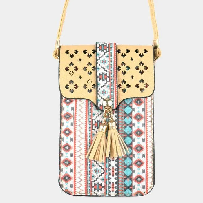 Boho Touch Screen Crossbody Cell Phone Bag Ivory