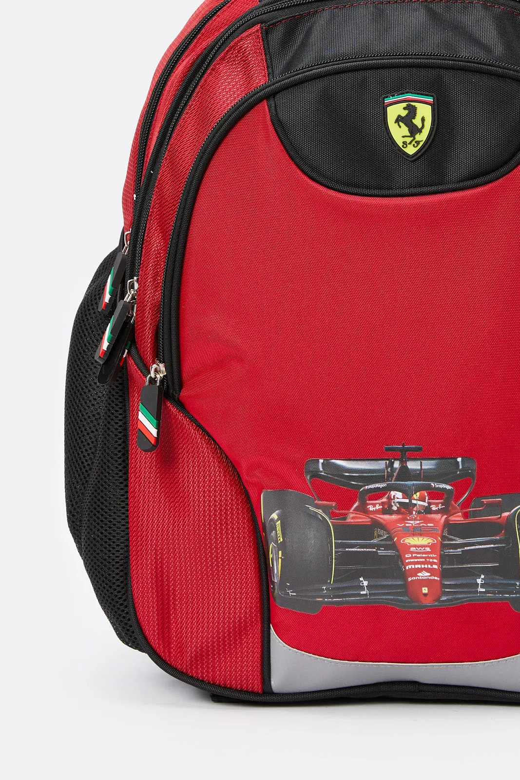 Boys Red Ferrari Time Road Print Backpack (18 Inch)