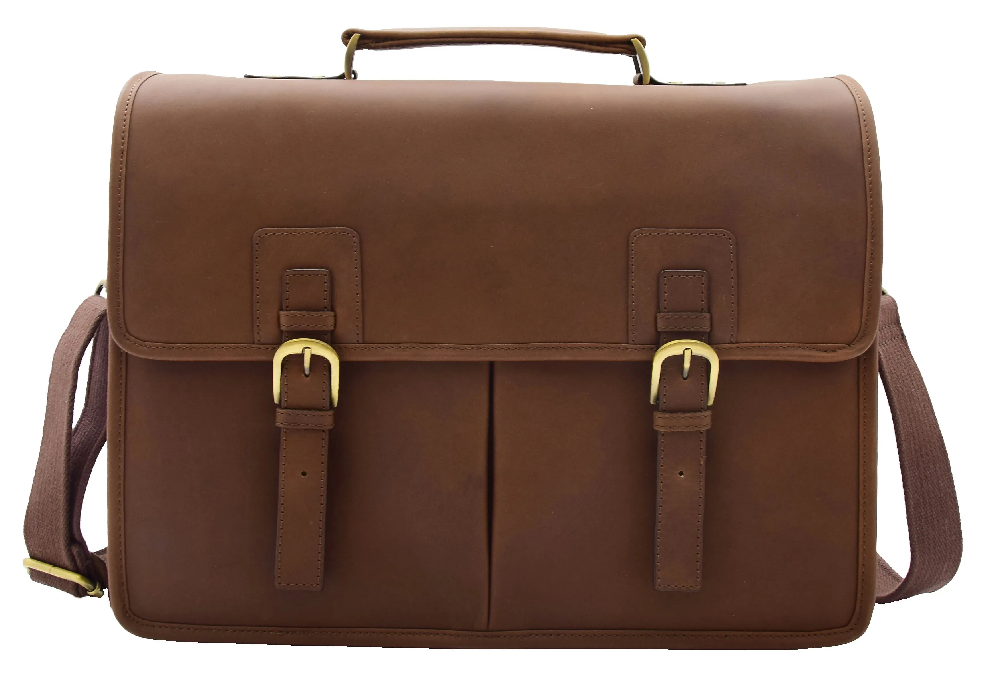 Brown Mud Hunter Leather Briefcase Expandable Office Bag Messenger Laptop Case Thomas