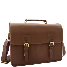 Brown Mud Hunter Leather Briefcase Expandable Office Bag Messenger Laptop Case Thomas