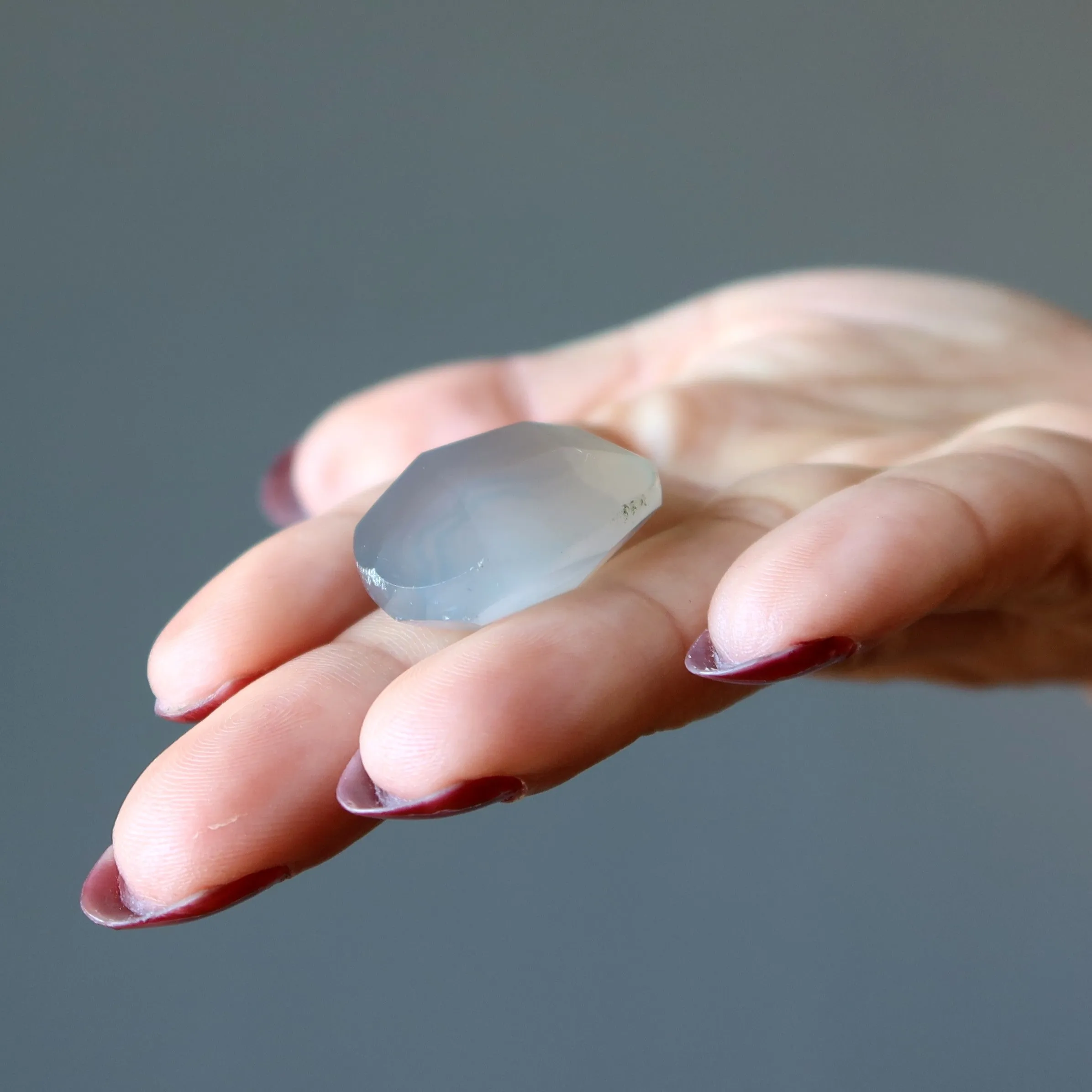 Chalcedony Pocket Stone Precious Pear Faceted Pendant