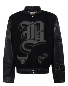 CHICAGO BULLS WOOL & LEATHER OLD ENGLISH VARSITY JACKET Black/Black