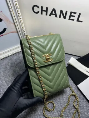 CHL Chevron Trendy CHL Phone Olive Bag For Women 18cm/7in