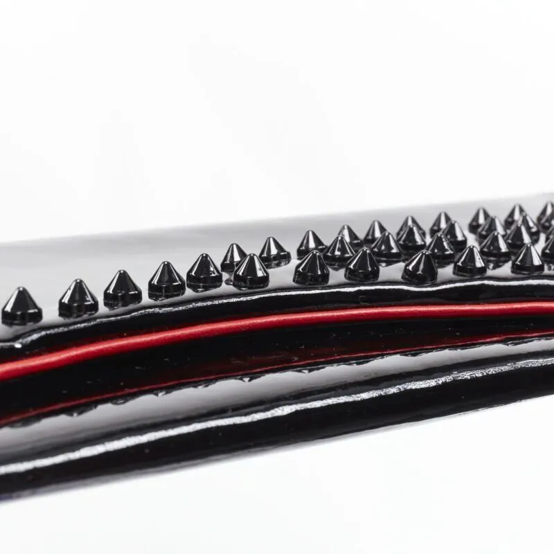 CHRISTIAN LOUBOUTIN Pigalle silhouette black patent spike stud  flap clutch bag