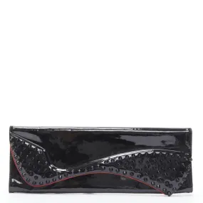 CHRISTIAN LOUBOUTIN Pigalle silhouette black patent spike stud  flap clutch bag