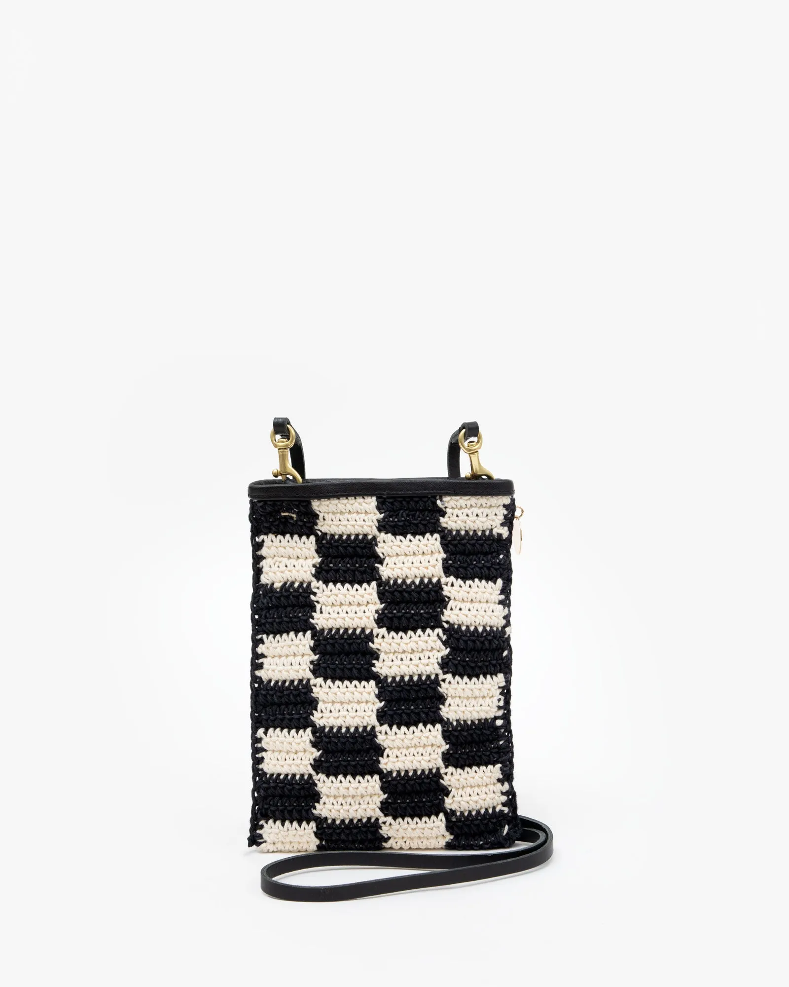 Clare V. Checkered Crochet Phone Bag