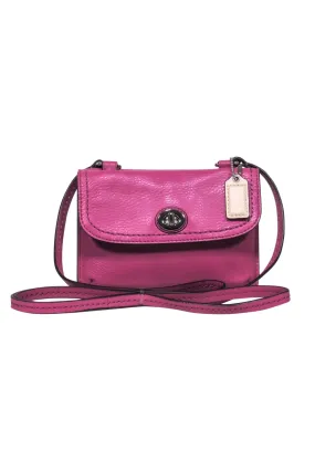 Coach - Purple Leather Mini Crossbody Wallet