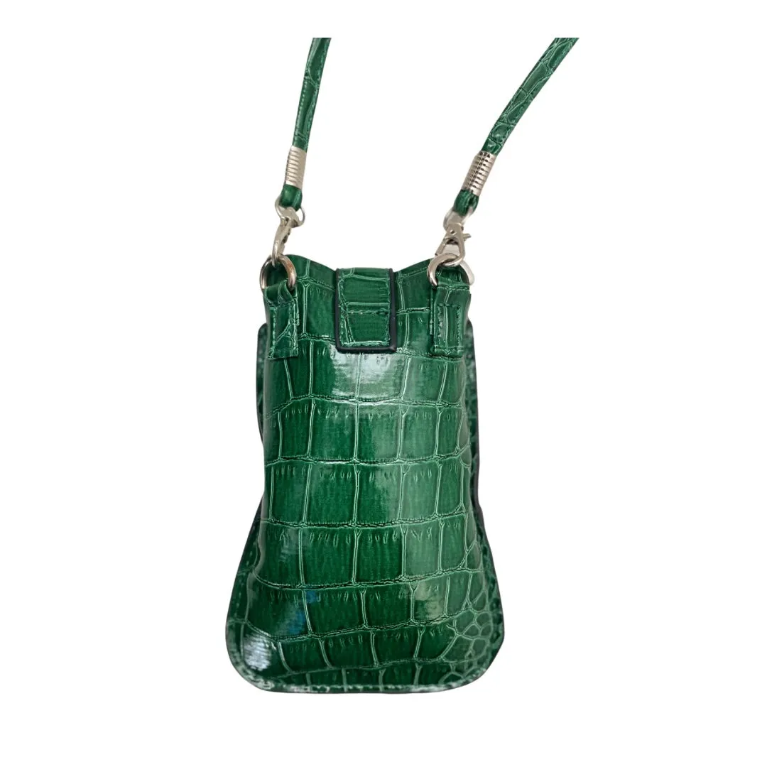 Croc Phone Holder Crossbody Pouch Green