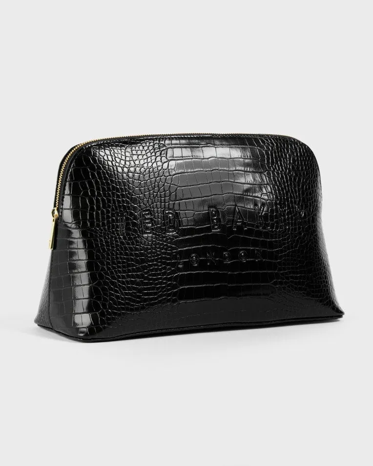 Crocana Croc Detail Debossed Washbag Black