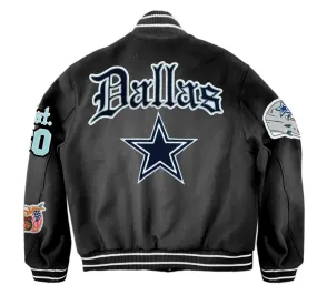 DALLAS COWBOYS WOOL OLD ENGLISH VARSITY JACKET Black