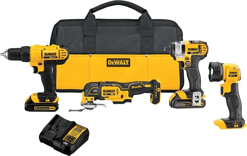 DeWALT DCK444C2 Combination Kit, Battery Included, 20 V, 4-Tool, Lithium-Ion Battery :EA: QUANTITY: 1