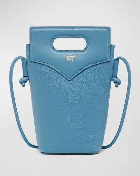 Diamond Flat Leather Pouch Bucket Bag