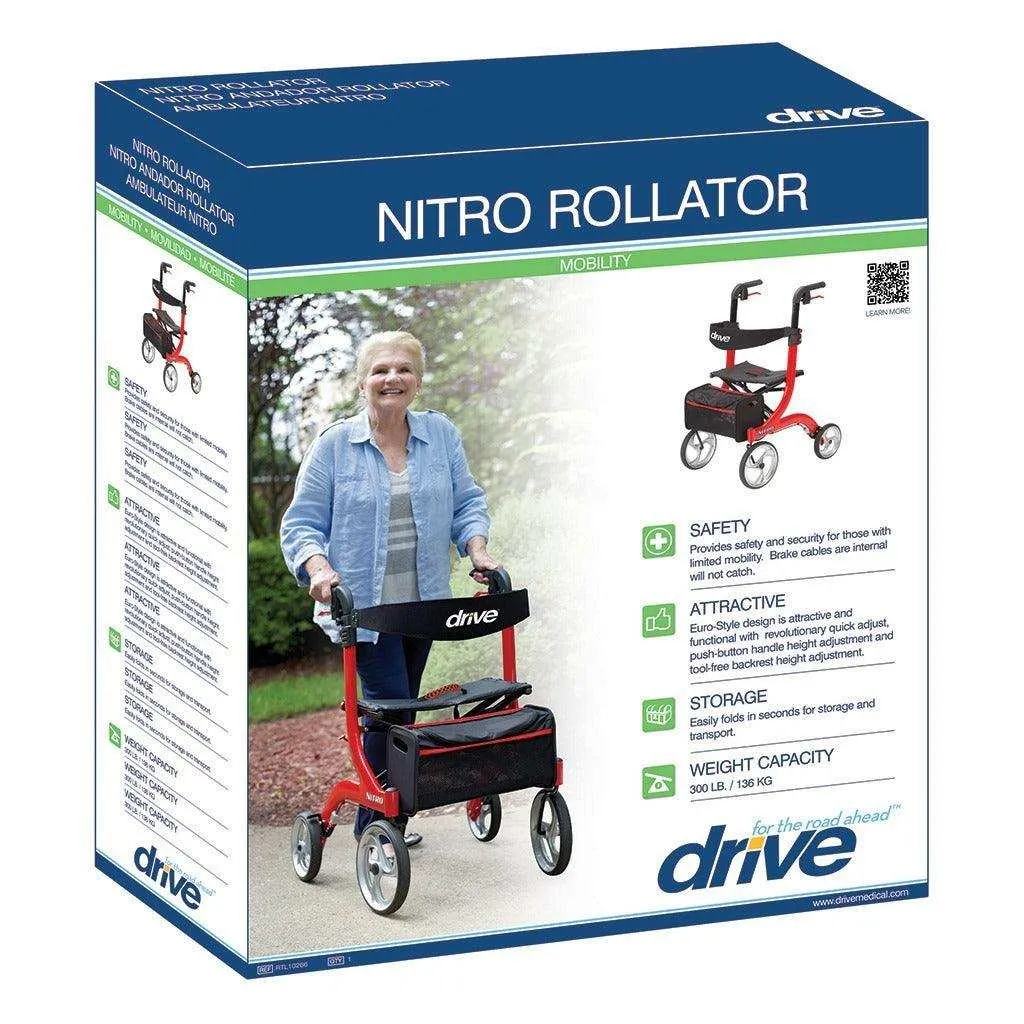 Drive Medical Nitro Euro Style Rollator Walker Heavy Duty