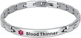 Elegant Surgical Grade Steel Medical Alert ID Bracelet - Women's / Blood Thinner