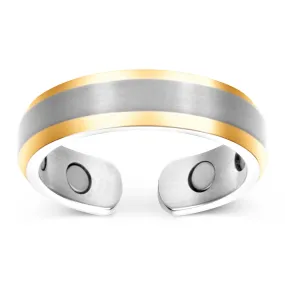 Elegant Titanium Magnetic Therapy Ring Silver & Gold, Size 13