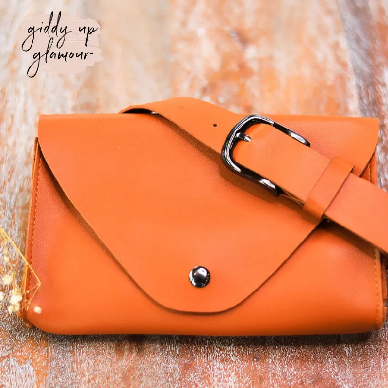 Envelope Faux Leather Fanny Pack in Caramel Brown