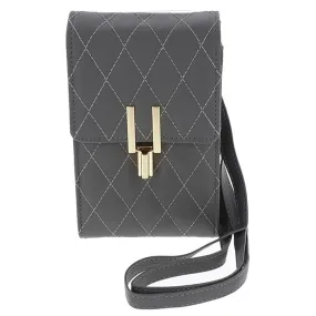 Equilibrium 18cm Grey Diamond Quilt Mobile Phone Bag