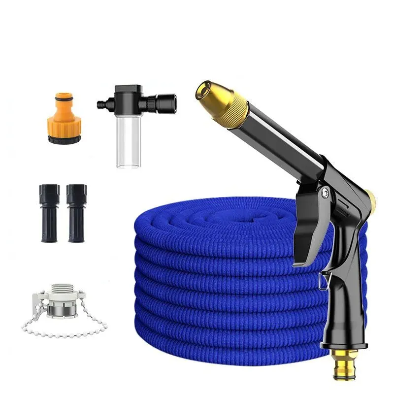 Expandable Garden Hose with High Pressure Sprayer add Foam Bottle